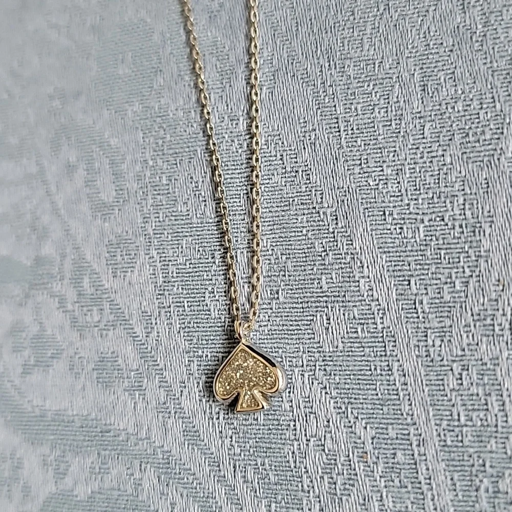 Silver KATE Spade Pendant Necklace With Glitter Center - Picture 2 of 5